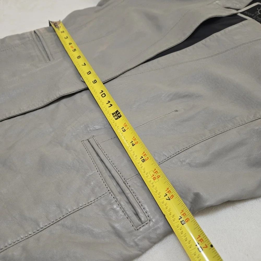Bod & Christensen Notched Leather Jacket Blazer Single Button Grey Chic Womens L